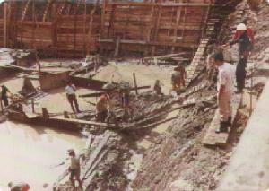 Hotel sewage tank excavation in December 1977